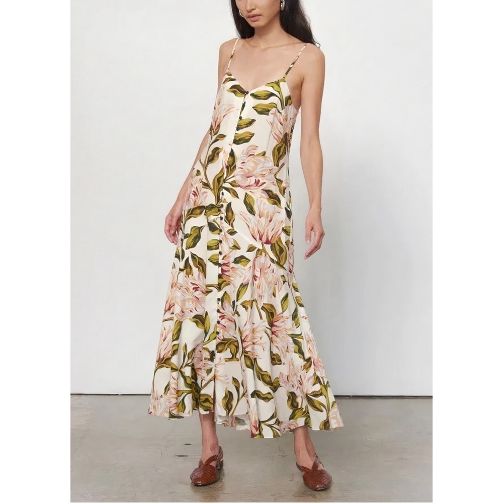 NWT Mara Hoffman Maxi Floral Button-Front Diana Slip Dress